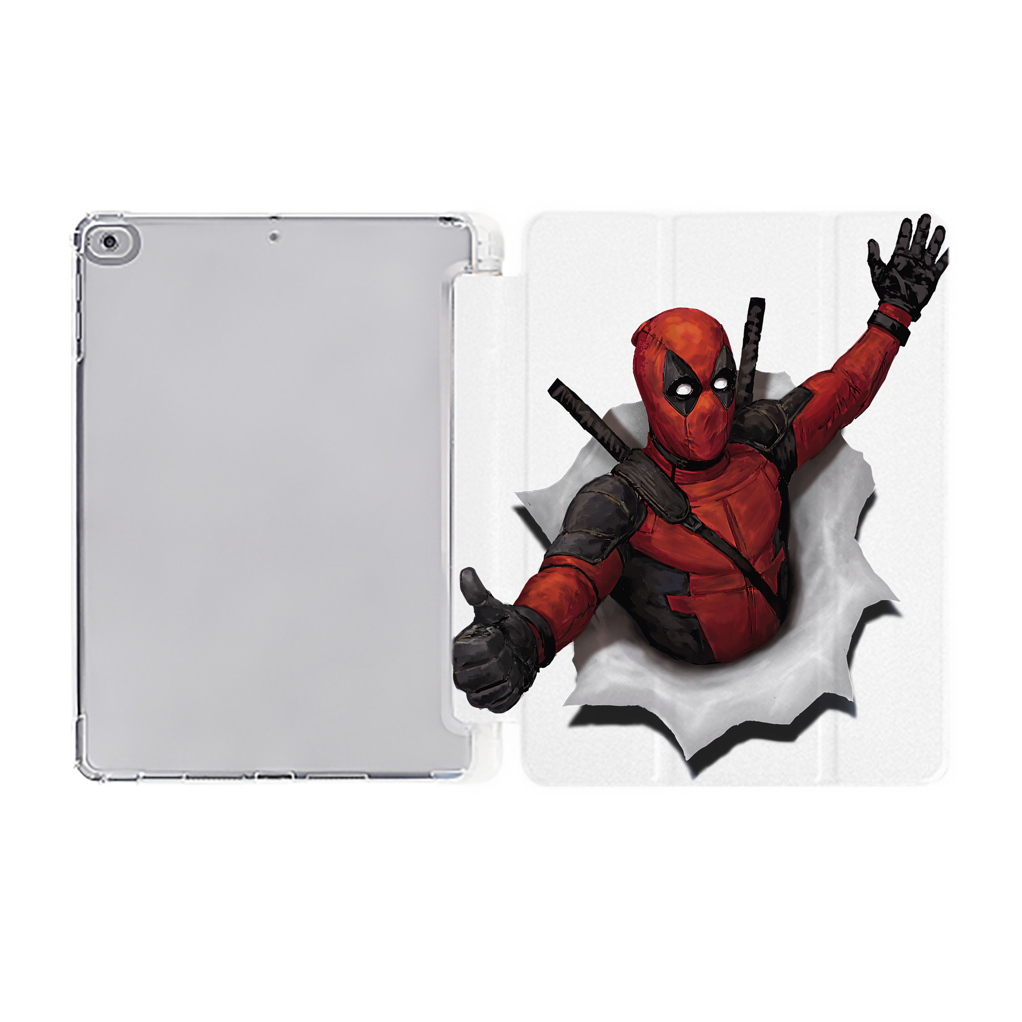 （画像用） Deadpool デッドプール IPad ケース ペン収納付き 三つ折りスタンド PUレザー×シリコン 対応機種9.5/10.5/10.9インチ